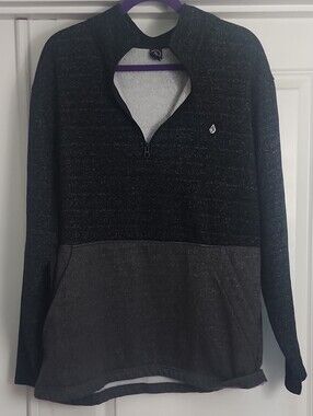 Volcom Men’s Charcoal Two-Tone Quarter-Zip Sweater